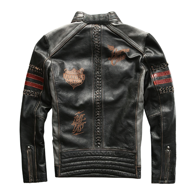 High Quality Genuine Leather Jacket For Men / Cool Black Biker Jacket - HARD'N'HEAVY