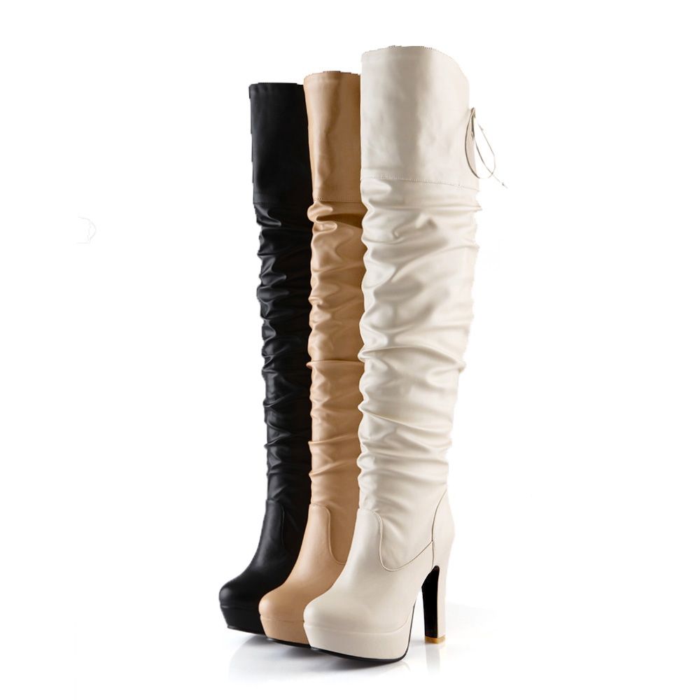 High Quality Over Knee Boots With PU Leather / Sexy Woman's Shoes - HARD'N'HEAVY