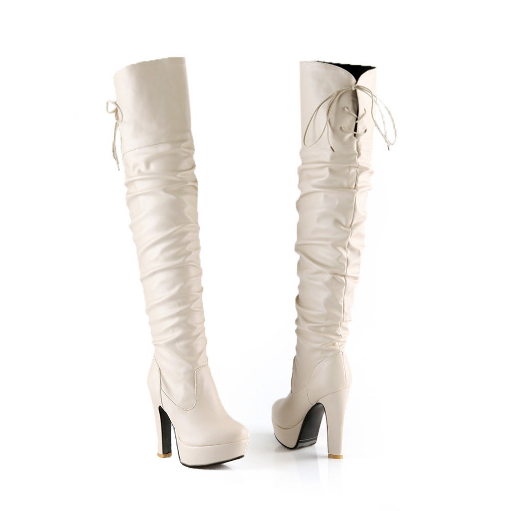 High Quality Over Knee Boots With PU Leather / Sexy Woman's Shoes - HARD'N'HEAVY