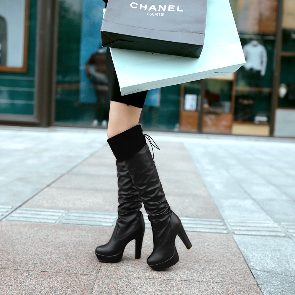 High Quality Over Knee Boots With PU Leather / Sexy Woman's Shoes - HARD'N'HEAVY