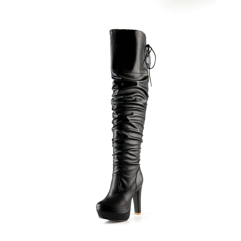 High Quality Over Knee Boots With PU Leather / Sexy Woman's Shoes - HARD'N'HEAVY