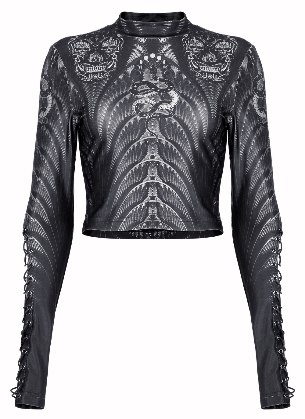 High Stretch Gothic Mesh Top with Skeleton Design - HARD'N'HEAVY