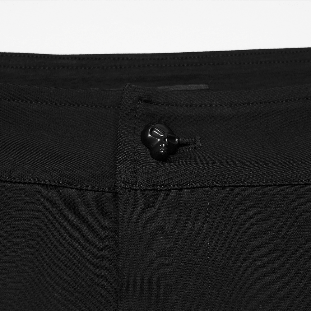 High Waist Gothic Slim Black Pants with Side Lace Up