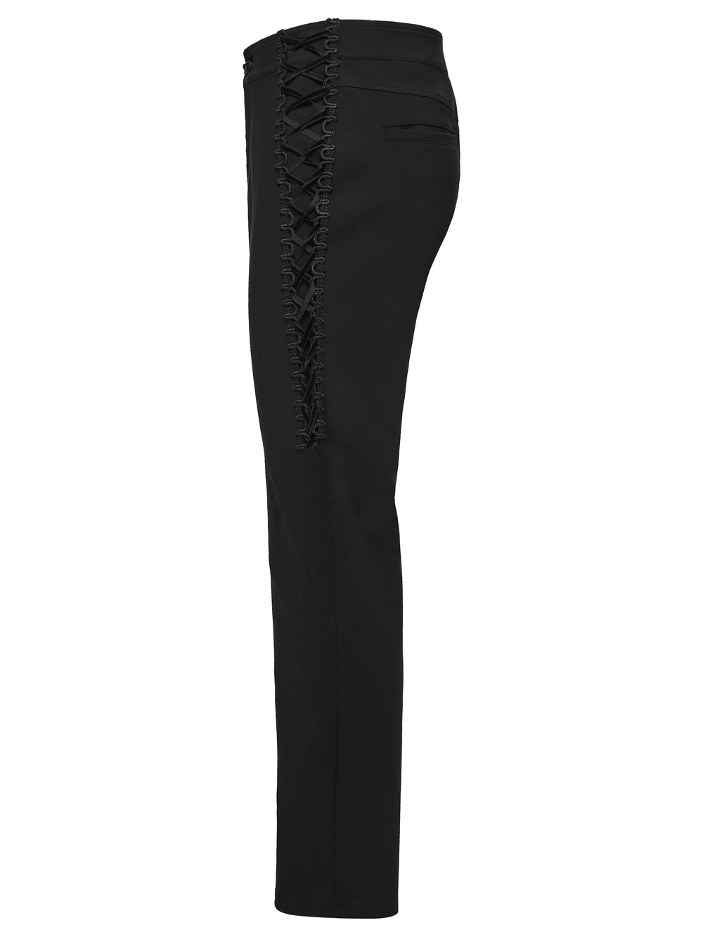 High Waist Gothic Slim Black Pants with Side Lace Up