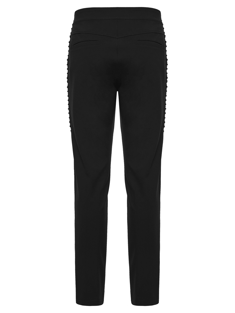 High Waist Gothic Slim Black Pants with Side Lace Up