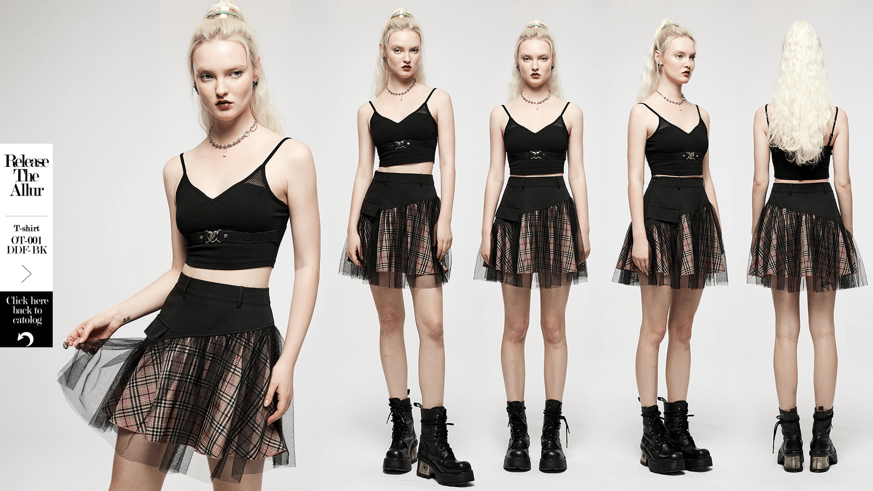High-Waisted Gothic Short Skirt with Edgy Mesh Accents