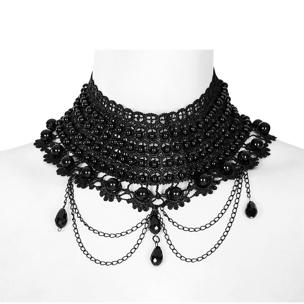 Hollow Lace Pearl Choker Necklace - Victorian Glam - HARD'N'HEAVY