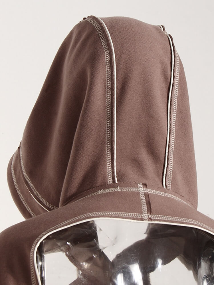 Hollow Out Long Sleeves Hooded Sweatshirt / Cool Solid Backless Crop Hoodie For Women - HARD'N'HEAVY