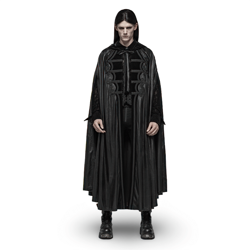 Unisex hooded black cloak for cosplay and themed events, showcasing a gothic-style design and dramatic flair.