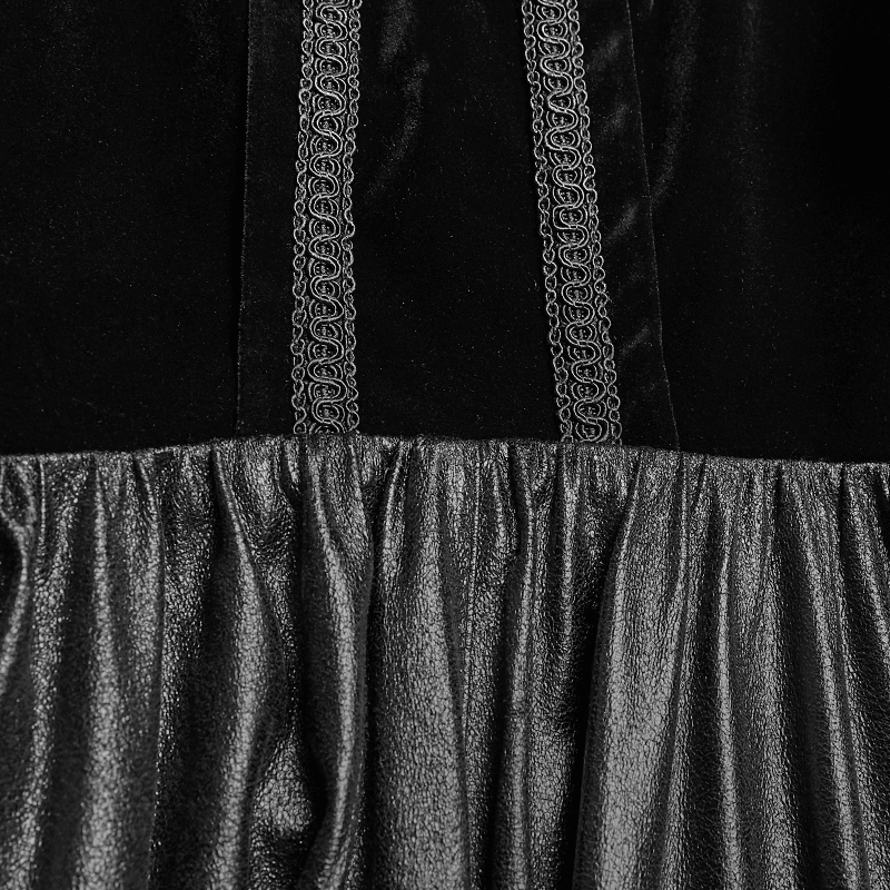 Close-up of luxurious black fabric and ruffled detail on a Gothic cloak, perfect for themed events and cosplay.