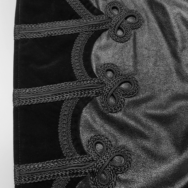 Detail of a Gothic Retro Mystic Cloak featuring intricate black lace trim and luxurious fabric.