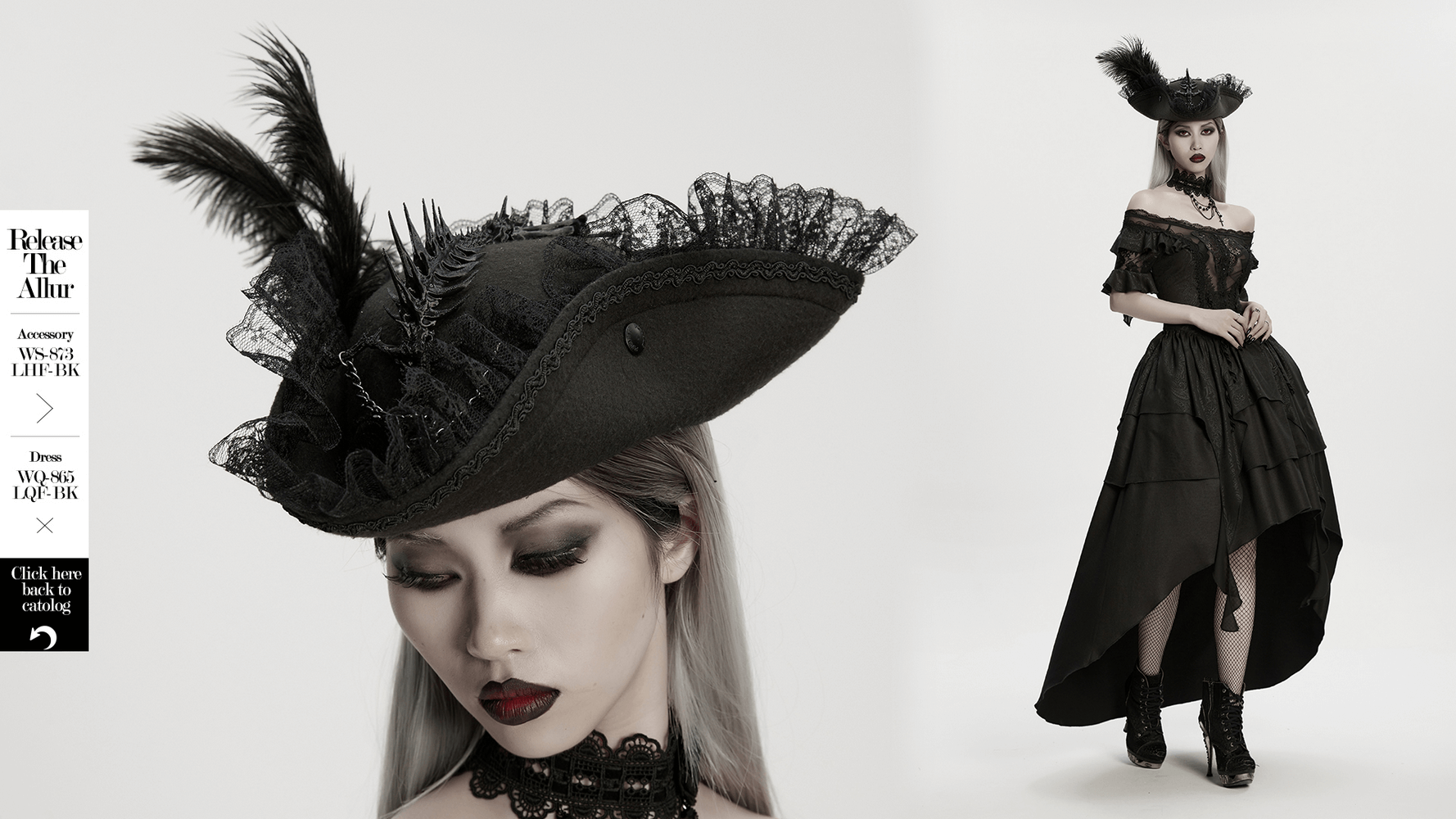 Imprisoned Beast Bone Pirate Hat with Gothic Lace Details worn by a model showcasing its unique design and elegance.