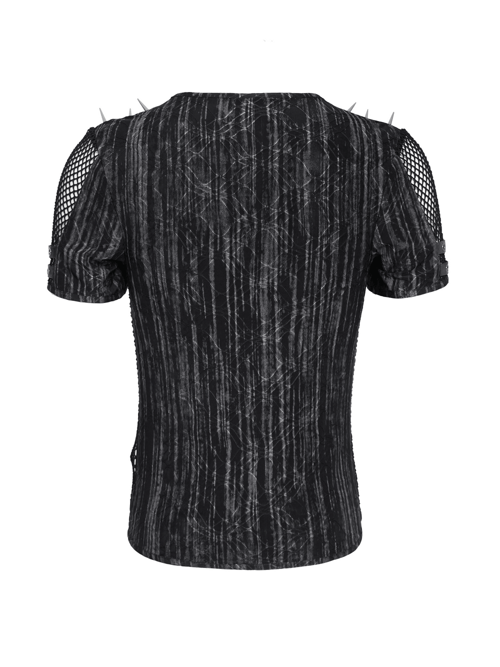Camiseta de Malla Punk Industrial con Detalle de Cruz con Tachuelas