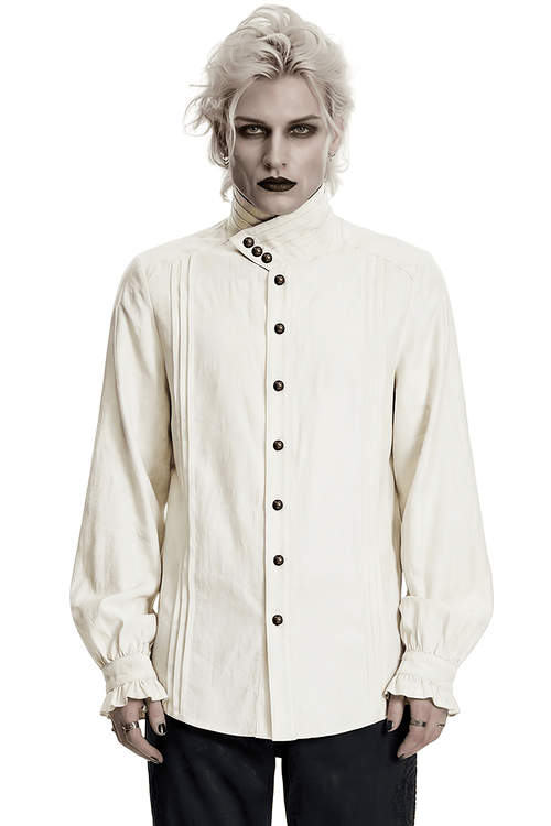 Ivory Gothic High Collar Jacquard Shirt for Men