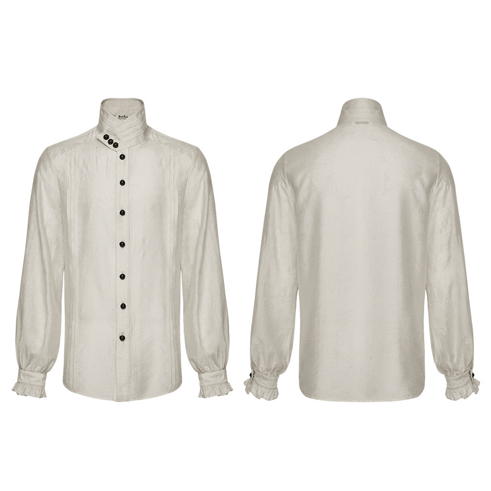Ivory Gothic High Collar Jacquard Shirt for Men