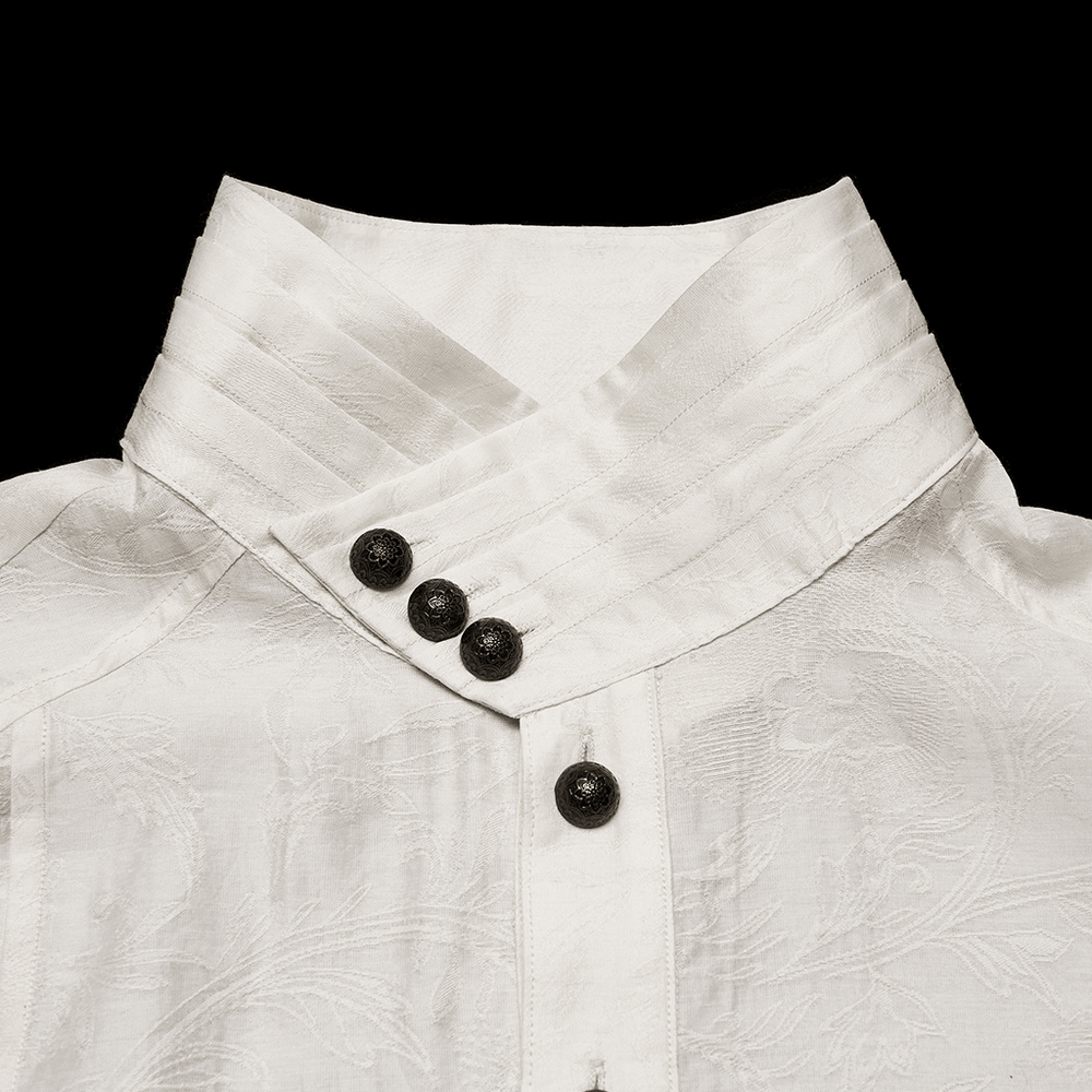 Ivory Gothic High Collar Jacquard Shirt for Men