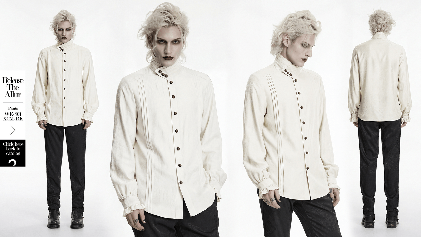 Ivory Gothic High Collar Jacquard Shirt for Men