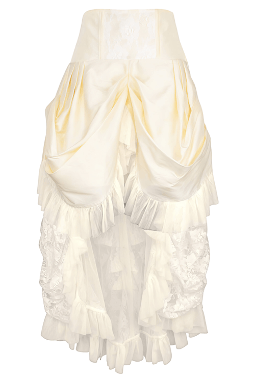 Ivory Victorian Bustle Skirt with Lace and Taffeta