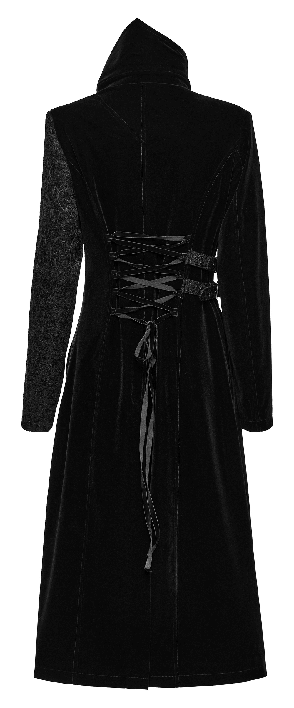 Jacquard Velvet Gothic Coat with Asymmetric Collar - HARD'N'HEAVY