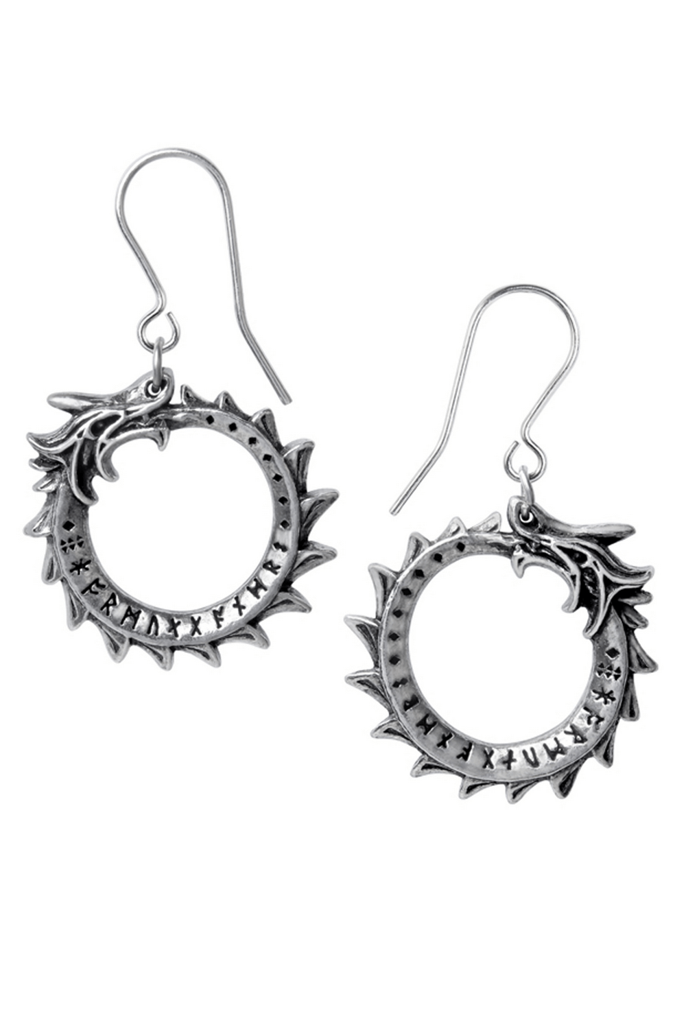 Jormungand earrings featuring a Norse ouroboros serpent design, symbolizing eternity and balance in Norse mythology.