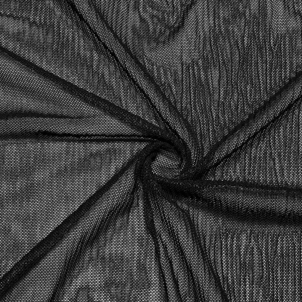 Close-up of soft black mesh fabric perfect for gothic designs and stylish layering.