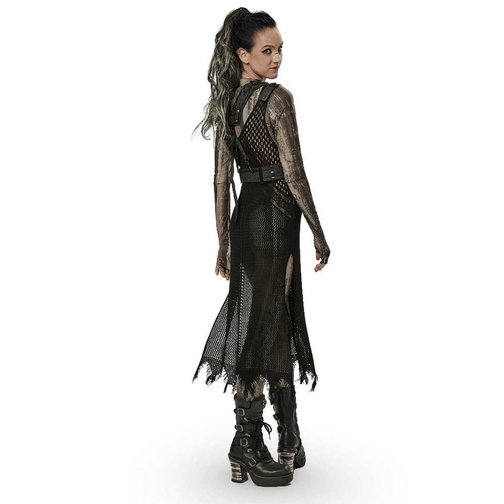 Knitted Hollow Techwear Dress - Post-Apocalyptic Style - HARD'N'HEAVY