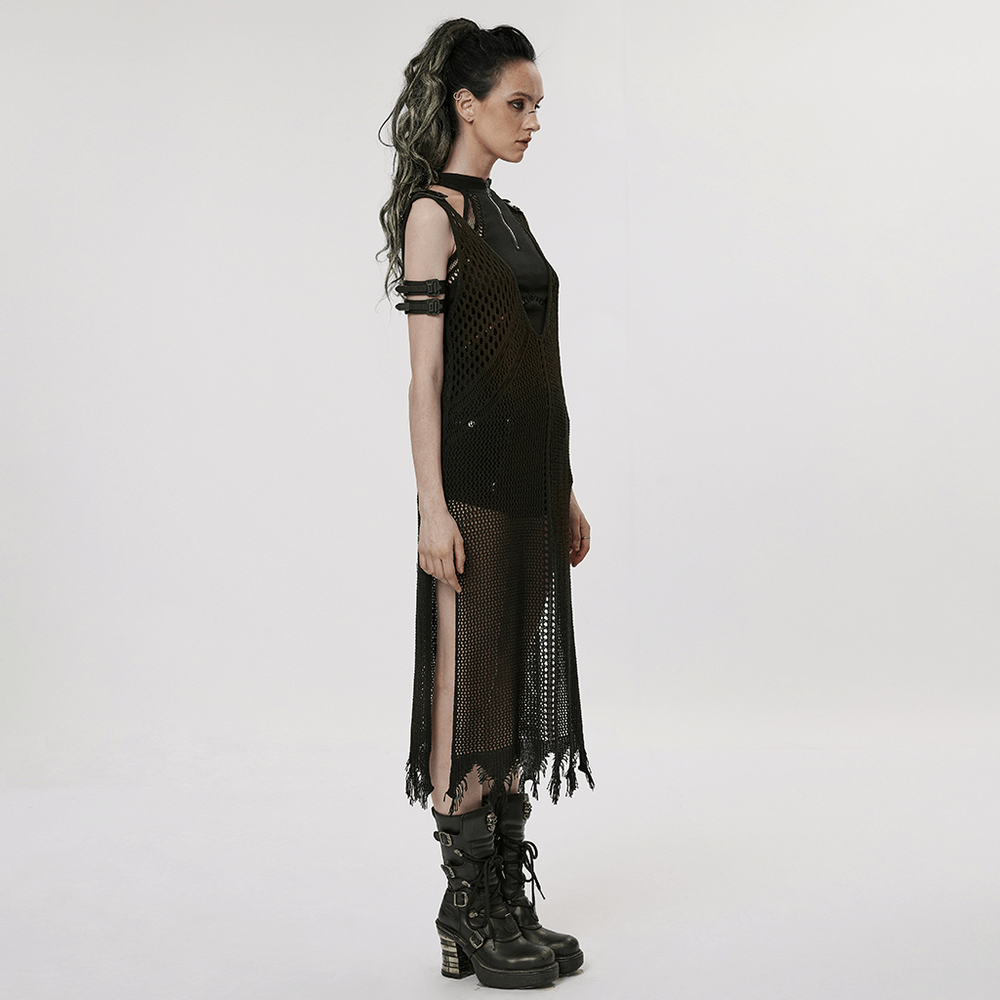 Knitted Hollow Techwear Dress - Post-Apocalyptic Style - HARD'N'HEAVY