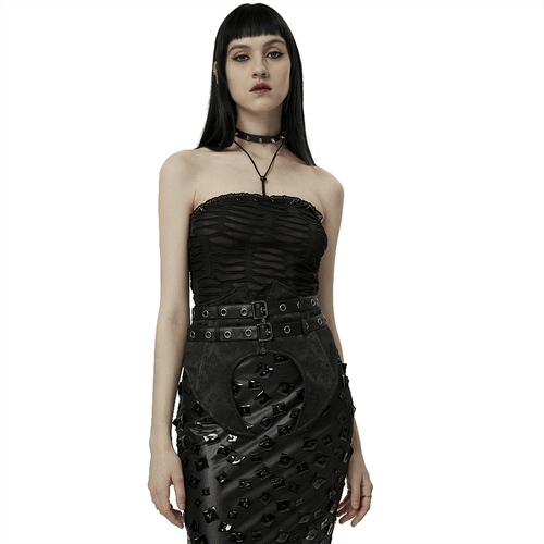 Lace and Rivet Detailed Gothic Bustier for Stylish Edge