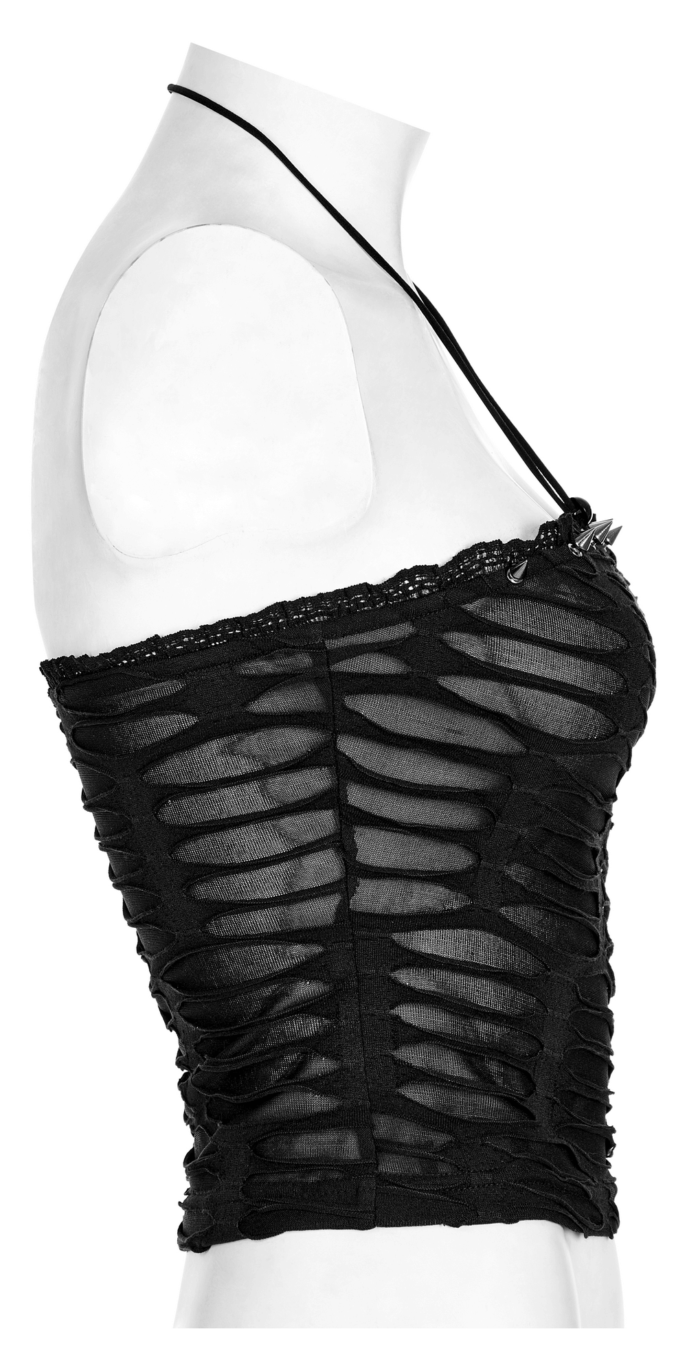 Lace and rivet gothic bustier showcasing edgy detail and unique design, perfect for a stylish goth look.