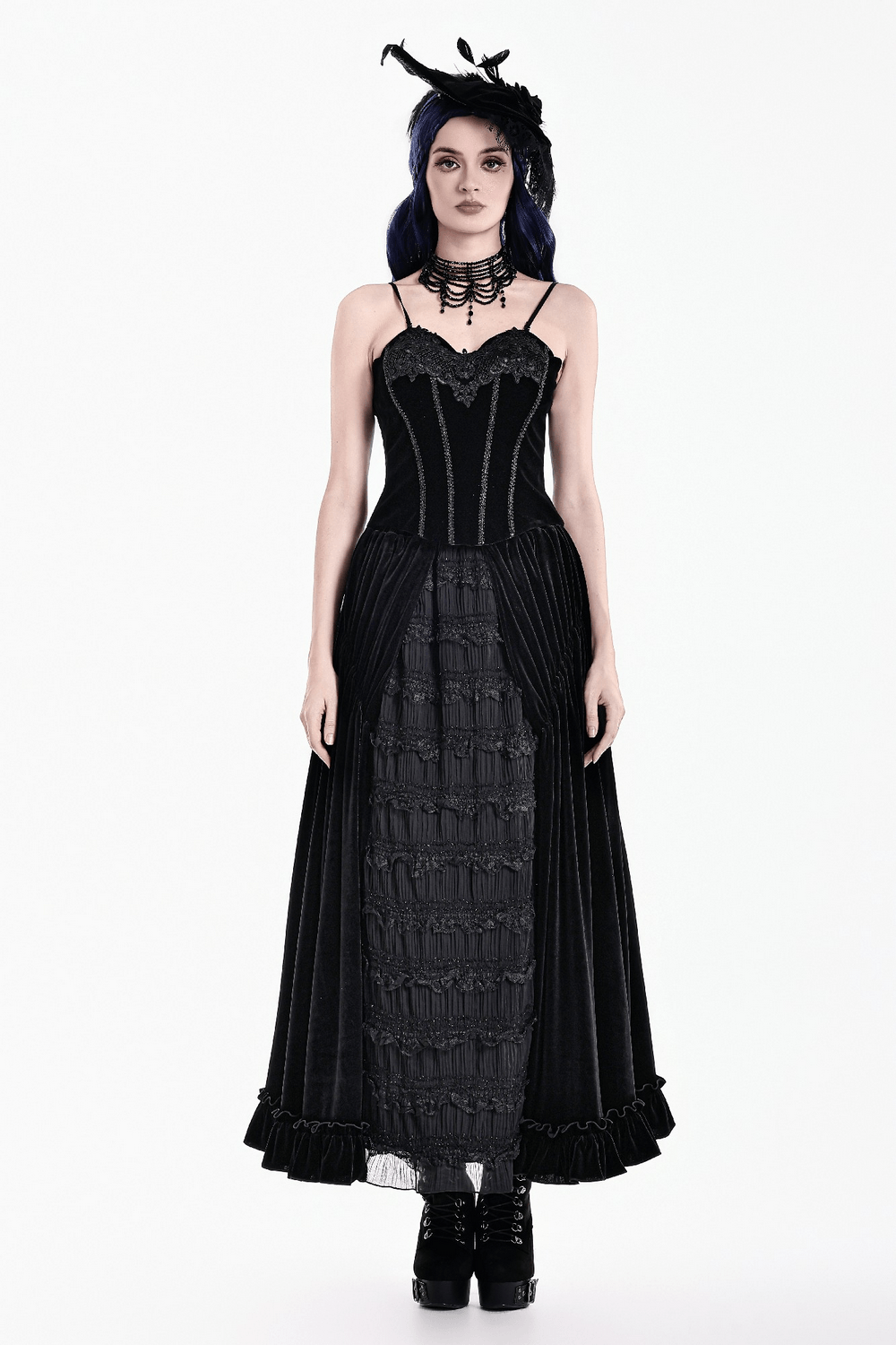 Lace Applique Corset Top with Adjustable Back Lacing black bustier with lace trim and shoulder straps