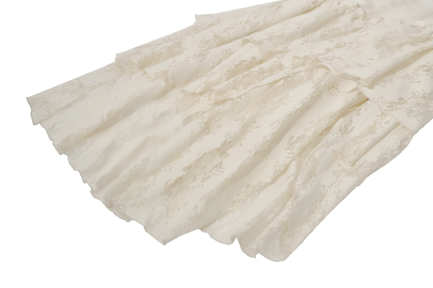 Vestido Corsé de Encaje con Mangas Abullonadas y Falda de Capas