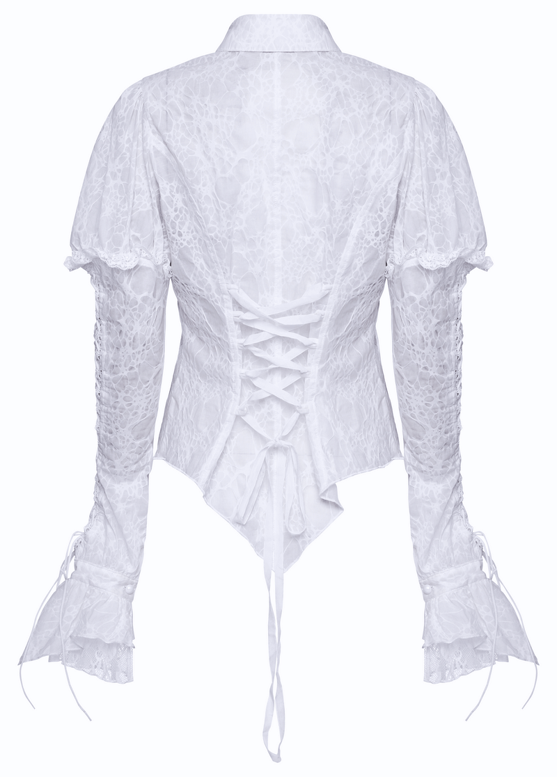 Lace-Detail Victorian Gothic Slim-Fit Shirt for Women - HARD'N'HEAVY