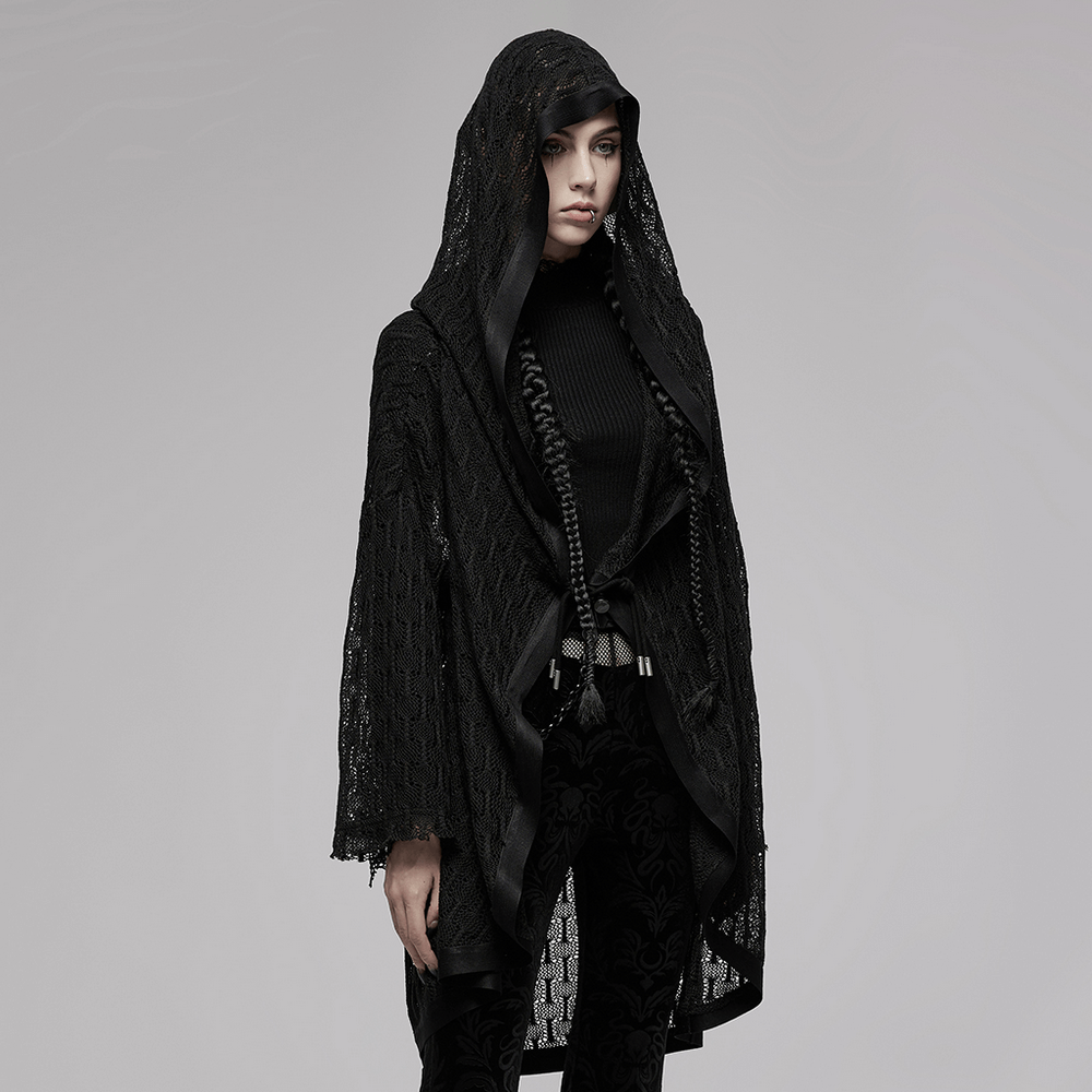 Lace-Detailed Gothic Cape with Horn Buckle for Women