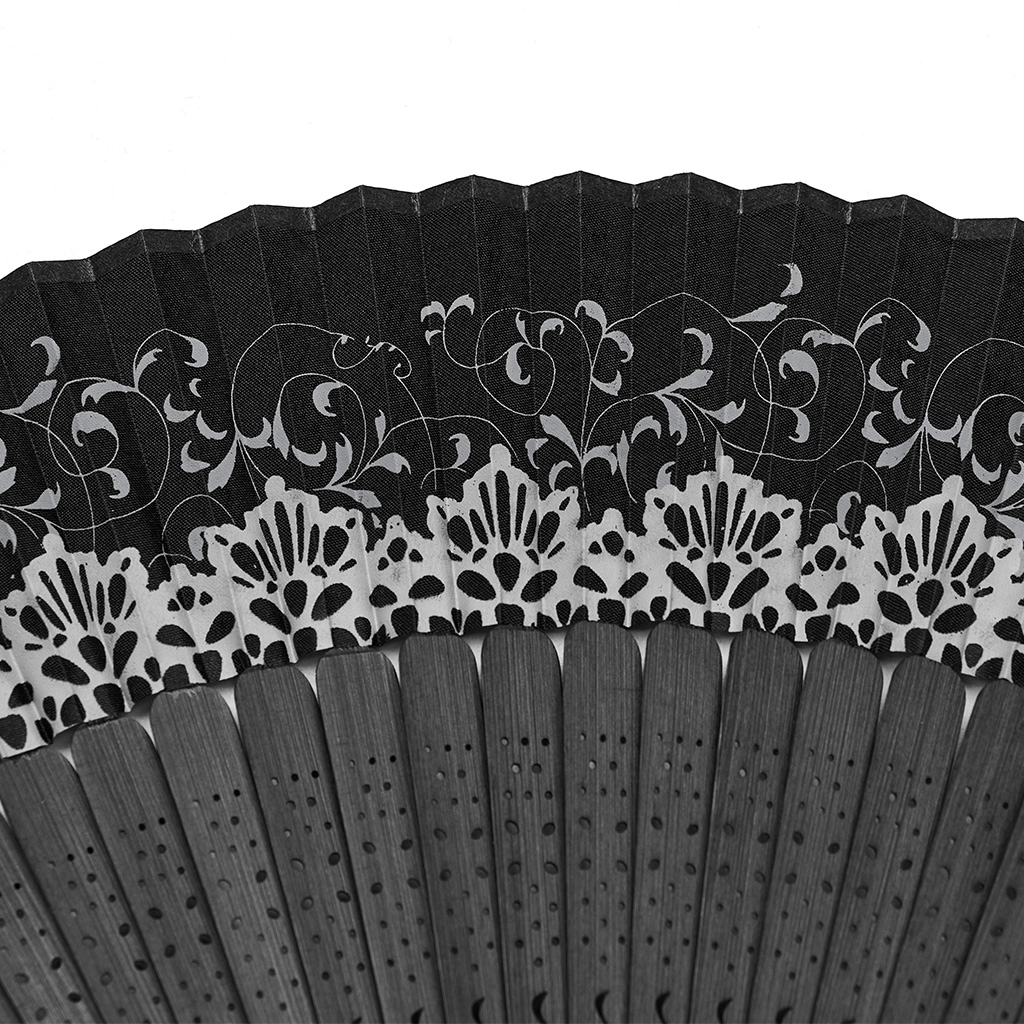 Lace Gothic Carved Hand Fan with Skull Tassel - HARD'N'HEAVY