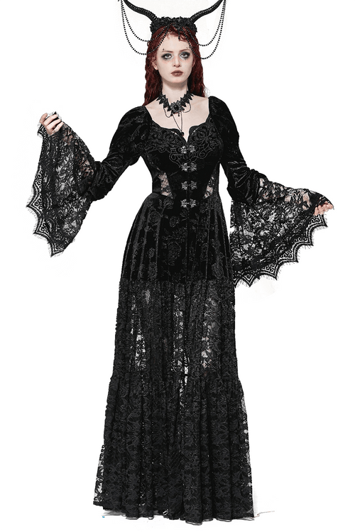 Spitzen-Gothic-Abendcape mit Blumenakzenten