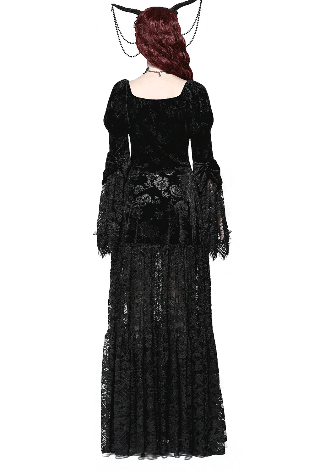 Elegant lace gothic evening cape with floral details, perfect for formal events and Victorian-inspired attire.