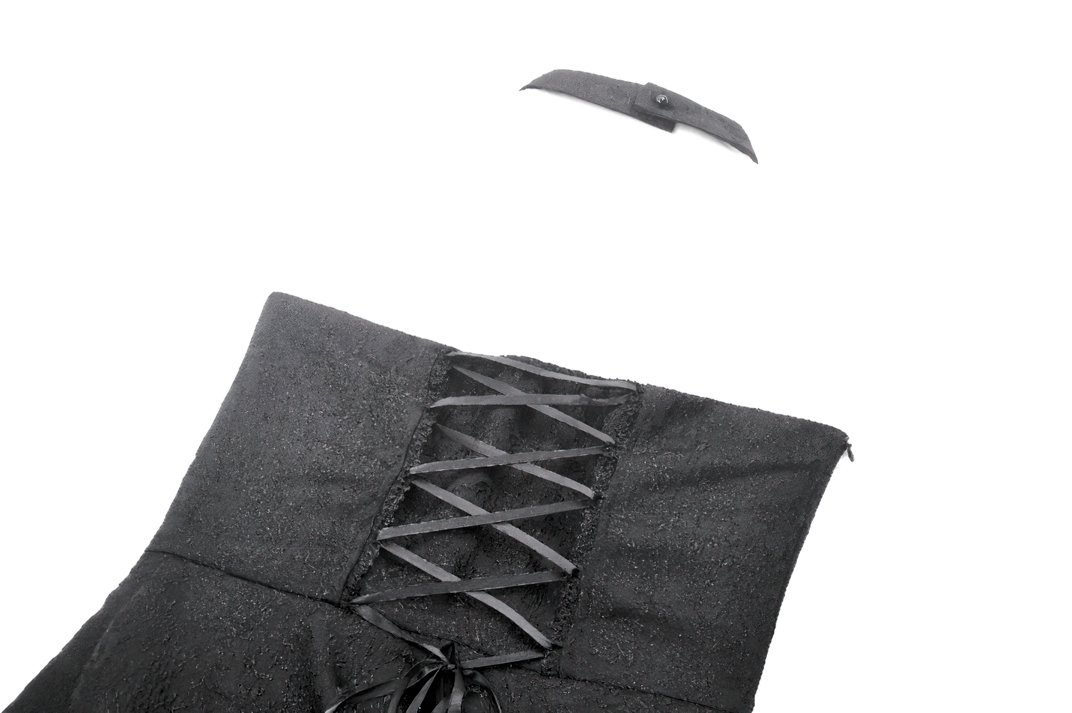 Lace halter corset dress featuring a choker and stylish asymmetrical hem in elegant black fabric.