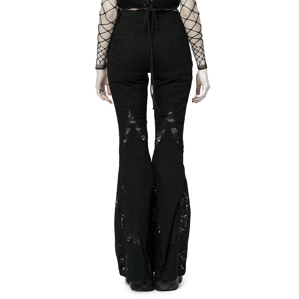 Lace-Infused Micro Elastic Gothic Flare Pants - HARD'N'HEAVY