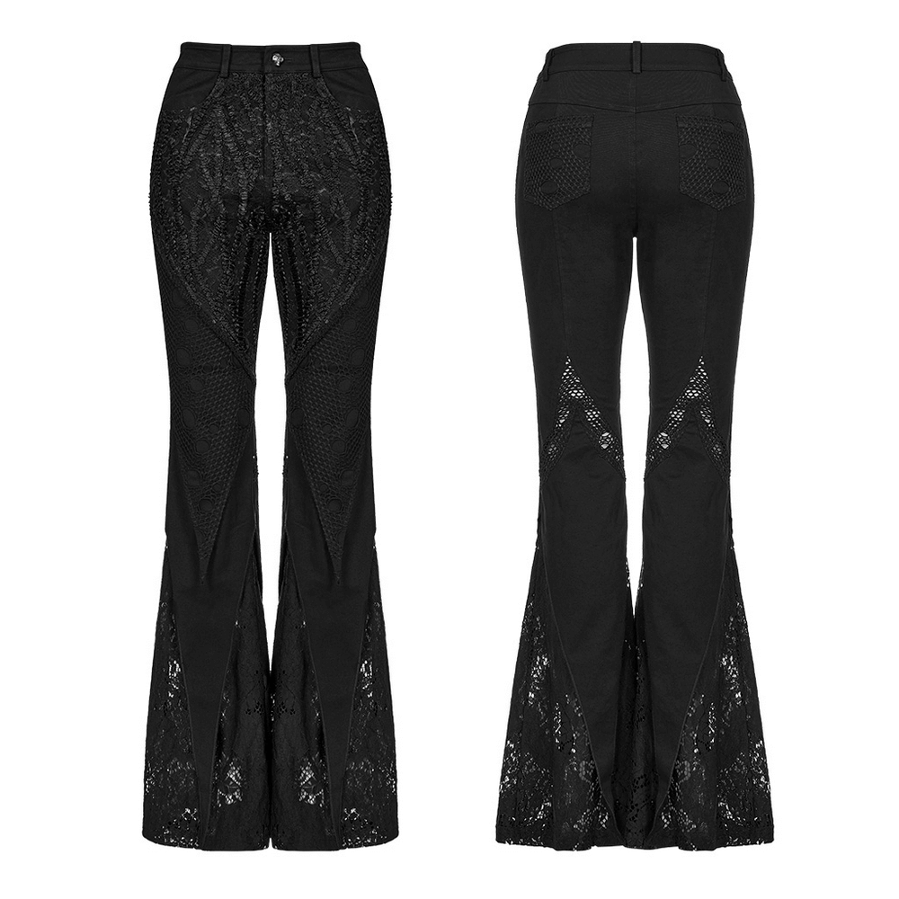 Lace-Infused Micro Elastic Gothic Flare Pants - HARD'N'HEAVY