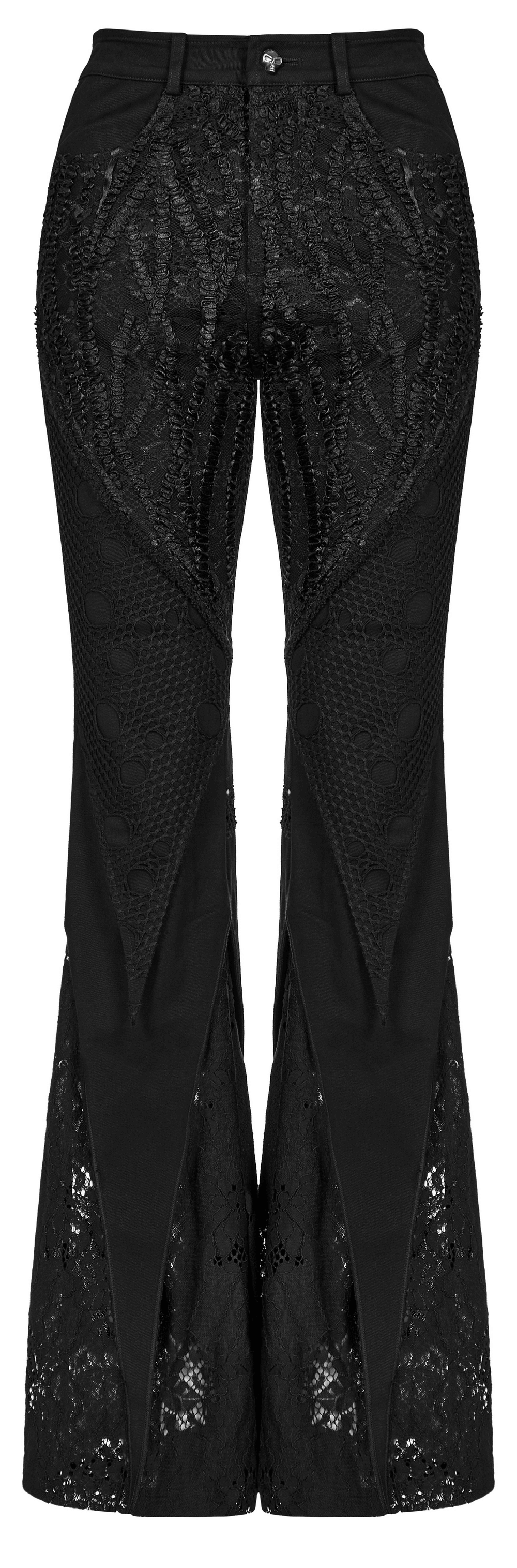 Lace-Infused Micro Elastic Gothic Flare Pants - HARD'N'HEAVY