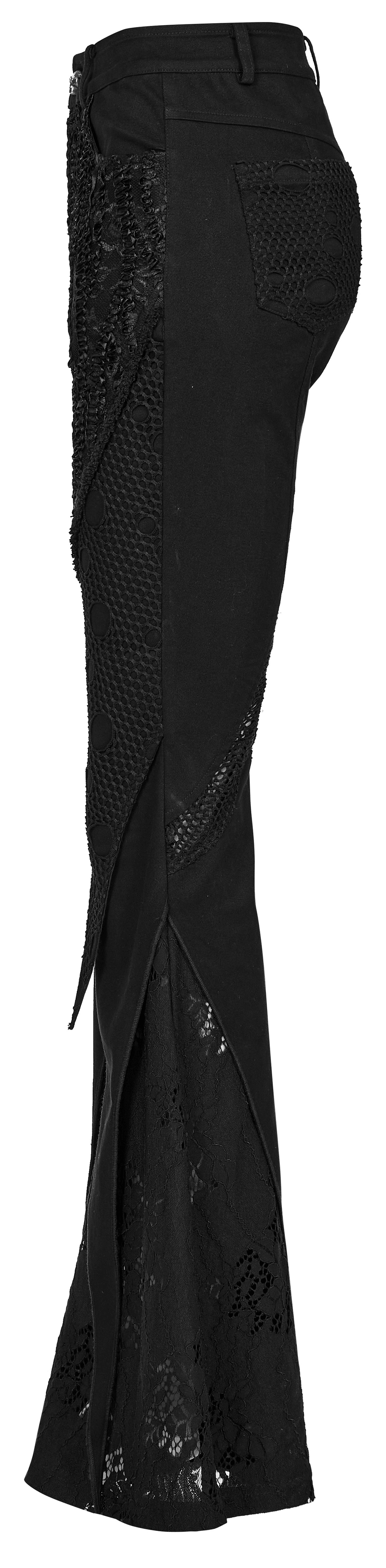 Lace-Infused Micro Elastic Gothic Flare Pants - HARD'N'HEAVY