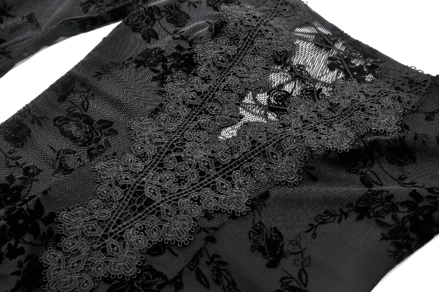 Lace Mini Dress with Bell Sleeves and Back Lace-up Design featuring intricate floral lace detailing.