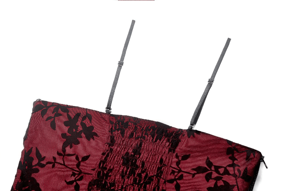 Lace-trimmed satin off-shoulder corset top with floral detail and adjustable straps for a stylish fit.