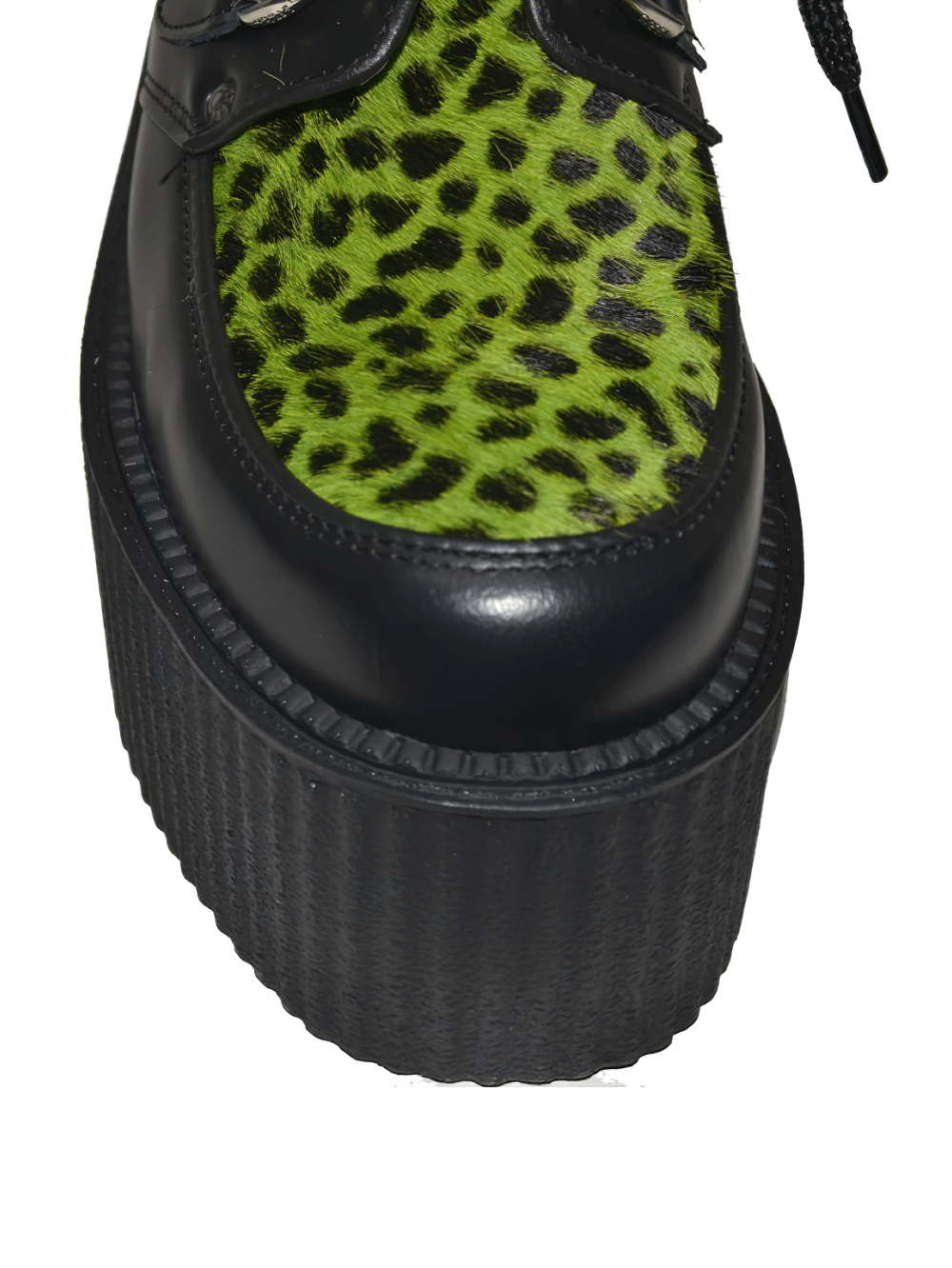 Lace-Up Black and Green Bovine Leather Creepers