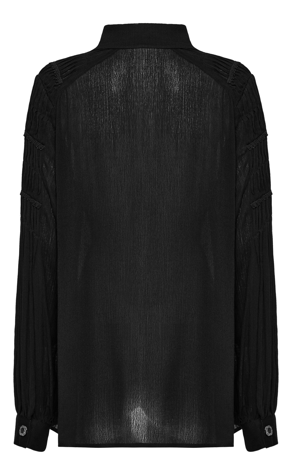 Lace-Up Gothic Blouse with Pleated Sleeves - HARD'N'HEAVY