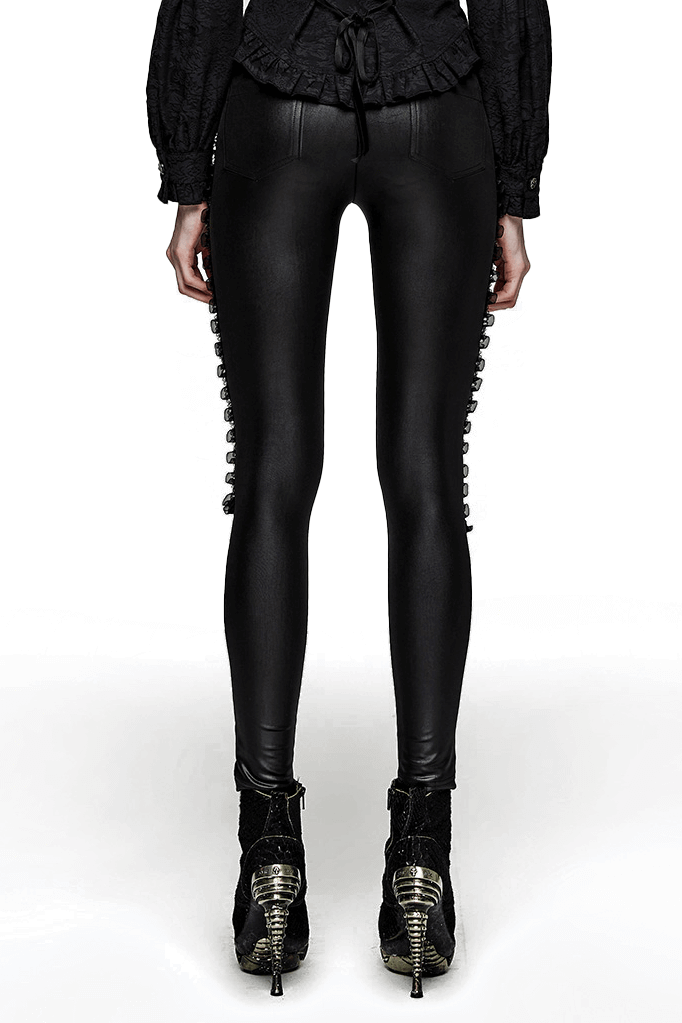 Lace-Up Mesh Side Gothic Skinny Leggings