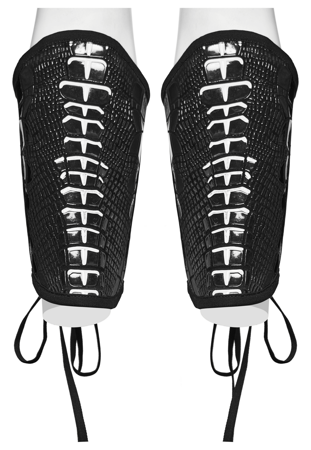 Lace-Up Skeleton Arm Gloves in Glossy Patent Leather