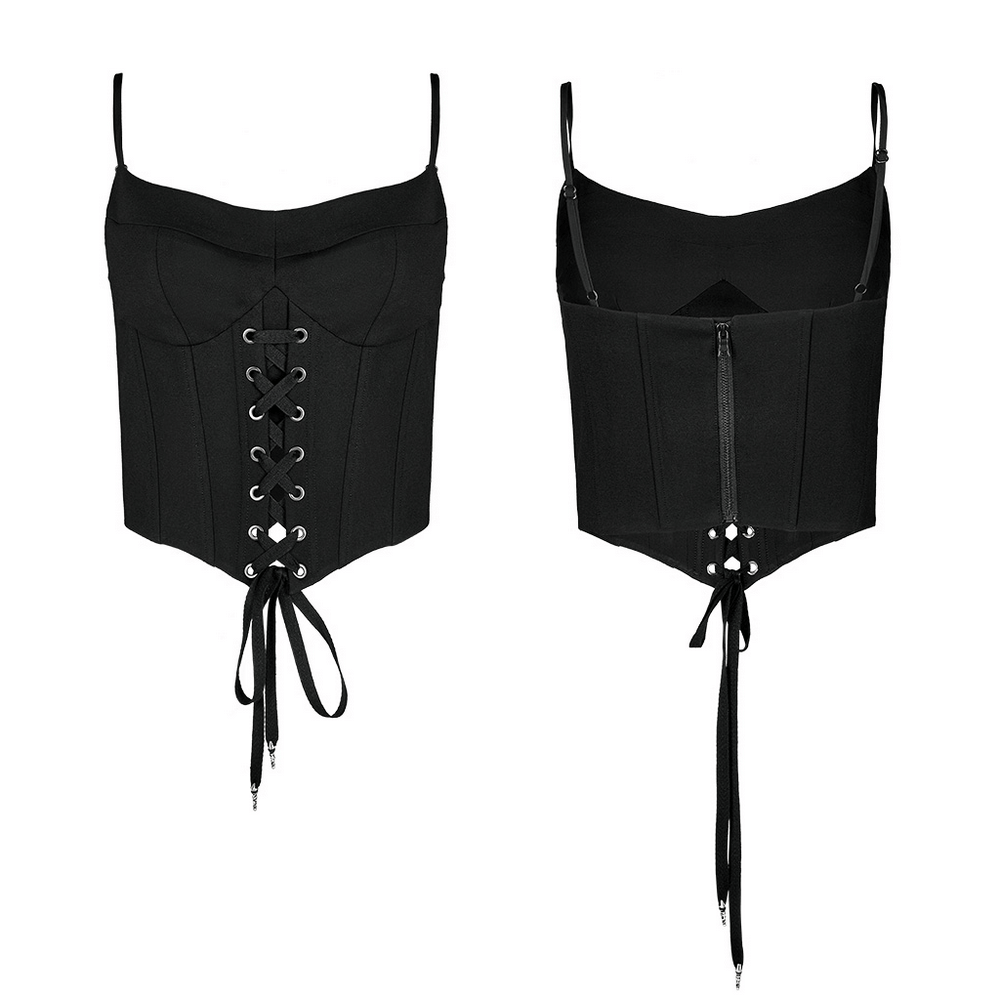 Laced Black Bustier Top with Drawstring Detail