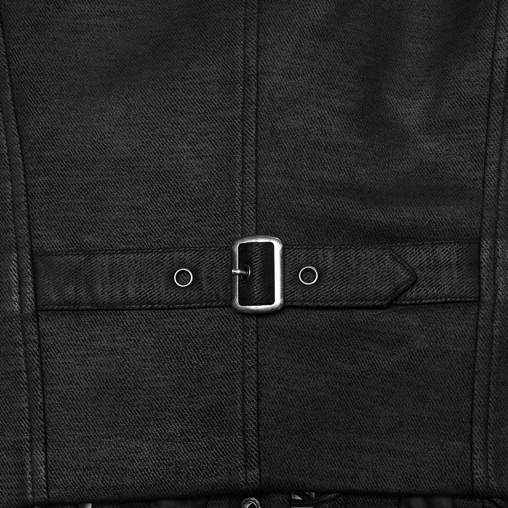 Laced Faux Leather Gothic Vest with Adjustable Sides featuring a metal buckle and eyelet detail.