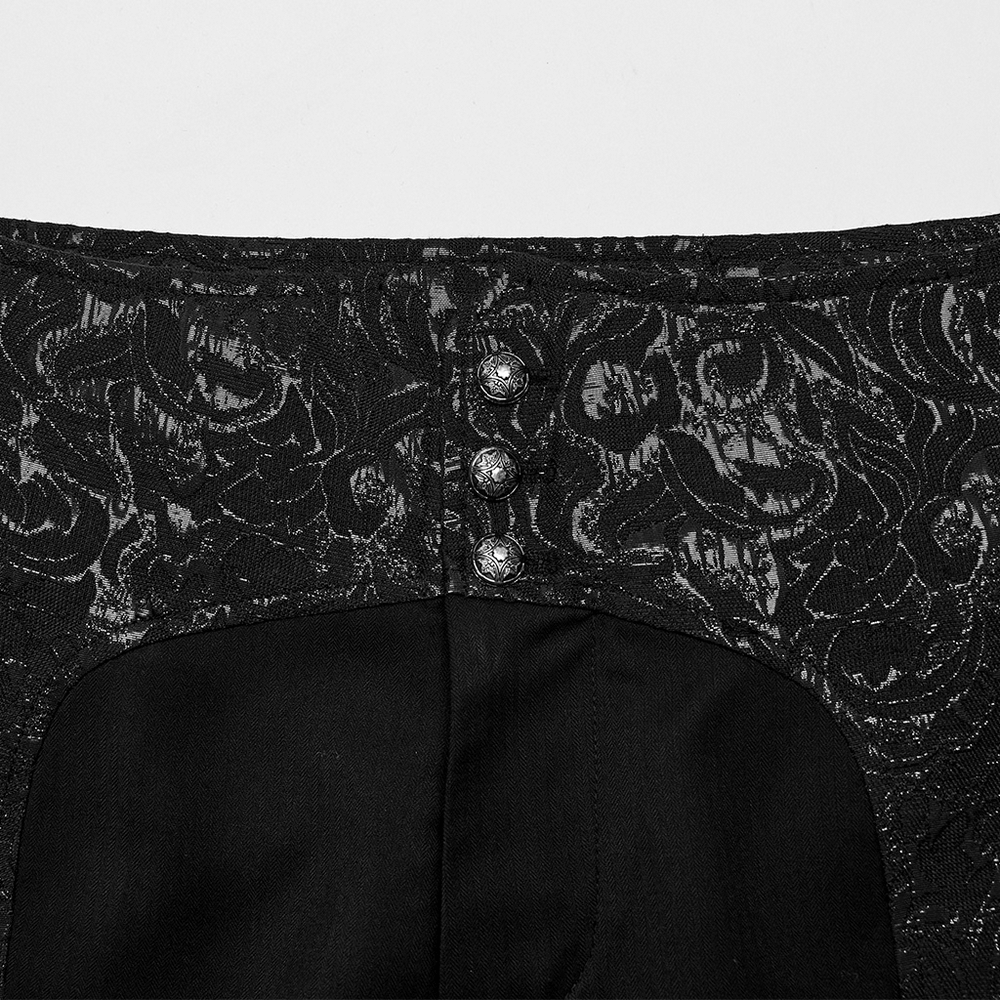 Laced Gothic Black Pants with Jacquard Detail for Men